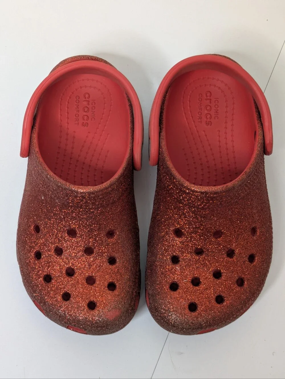 Crocs Red Glitter Sandal Water Shoe 11T